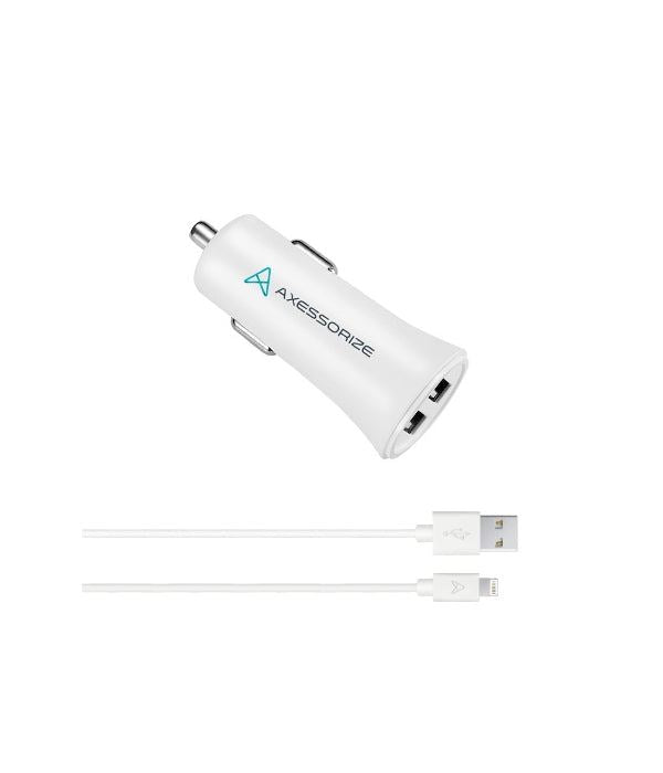 Axessorize 18W PROCharge MFi Certified Lightning Cable and Car Charger (1.2M)