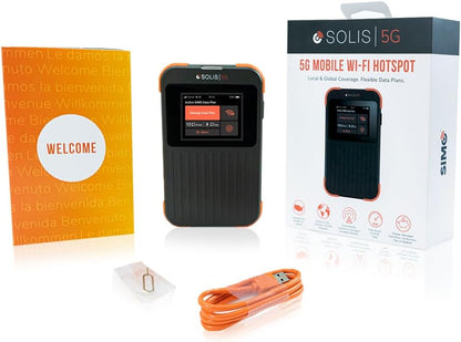 SIMO Solis 5G WiFi Mobile Hotspot for Travel, Local and International Coverage Router, Multi-Carrier Access, No Contract or SIM Card Required, Supports 16 Connected Devices - Certified Pre-Owned