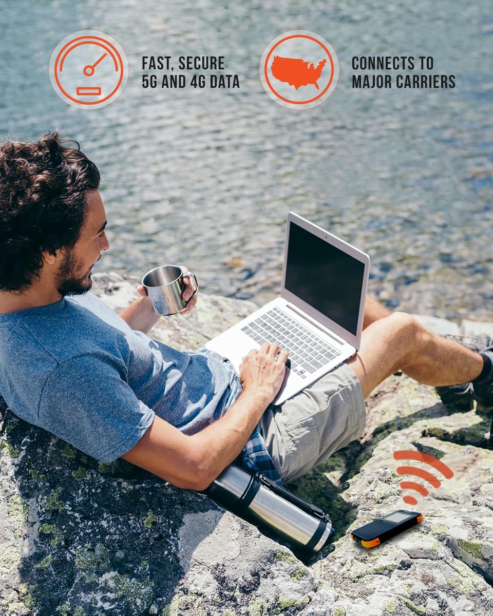 SIMO Solis 5G WiFi Mobile Hotspot for Travel, Local and International Coverage Router, Multi-Carrier Access, No Contract or SIM Card Required, Supports 16 Connected Devices - Certified Pre-Owned