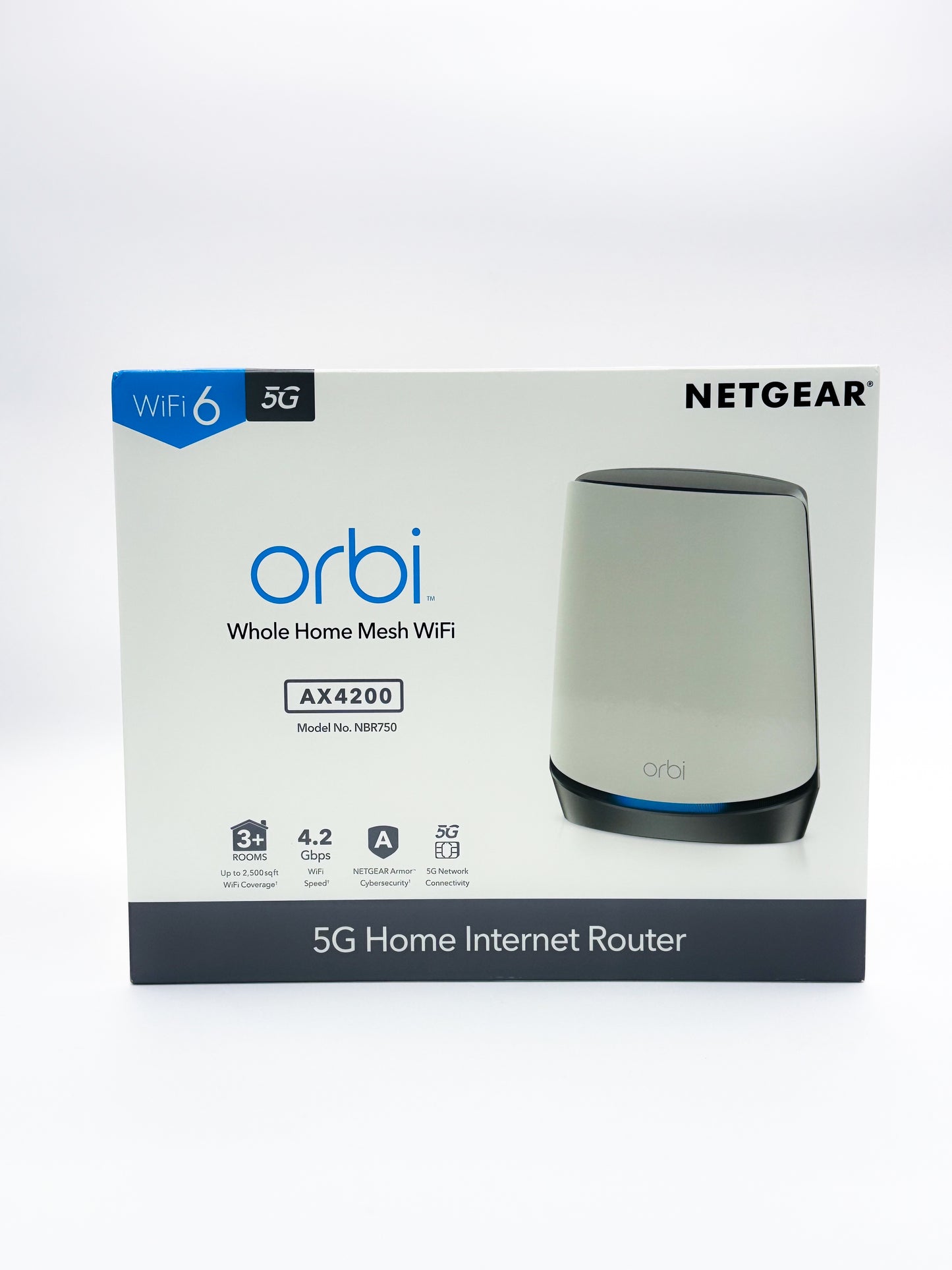 NETGEAR Orbi AX4200 (NBR750) 5G Home Internet Router - 2 Pack (Certified with AT&T and T-Mobile)