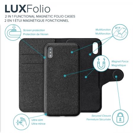 Axessorize LUXFolio Magnetic Fabric Folio Case for Apple iPhone X/XS