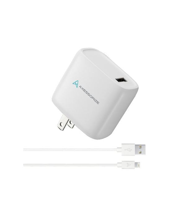 Axessorize 12W PROCharge MFi Certified Lightning Cable and Wall Charger (1.2M)