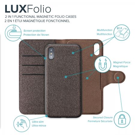 Axessorize LUXFolio Magnetic Fabric Folio Case for Apple iPhone X/XS