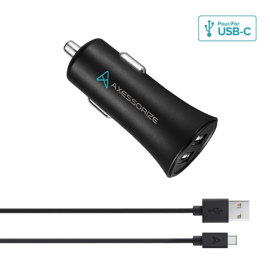 Axessorize 12W PROCharge  USB-C Cable+ Car Charger (1.2M)