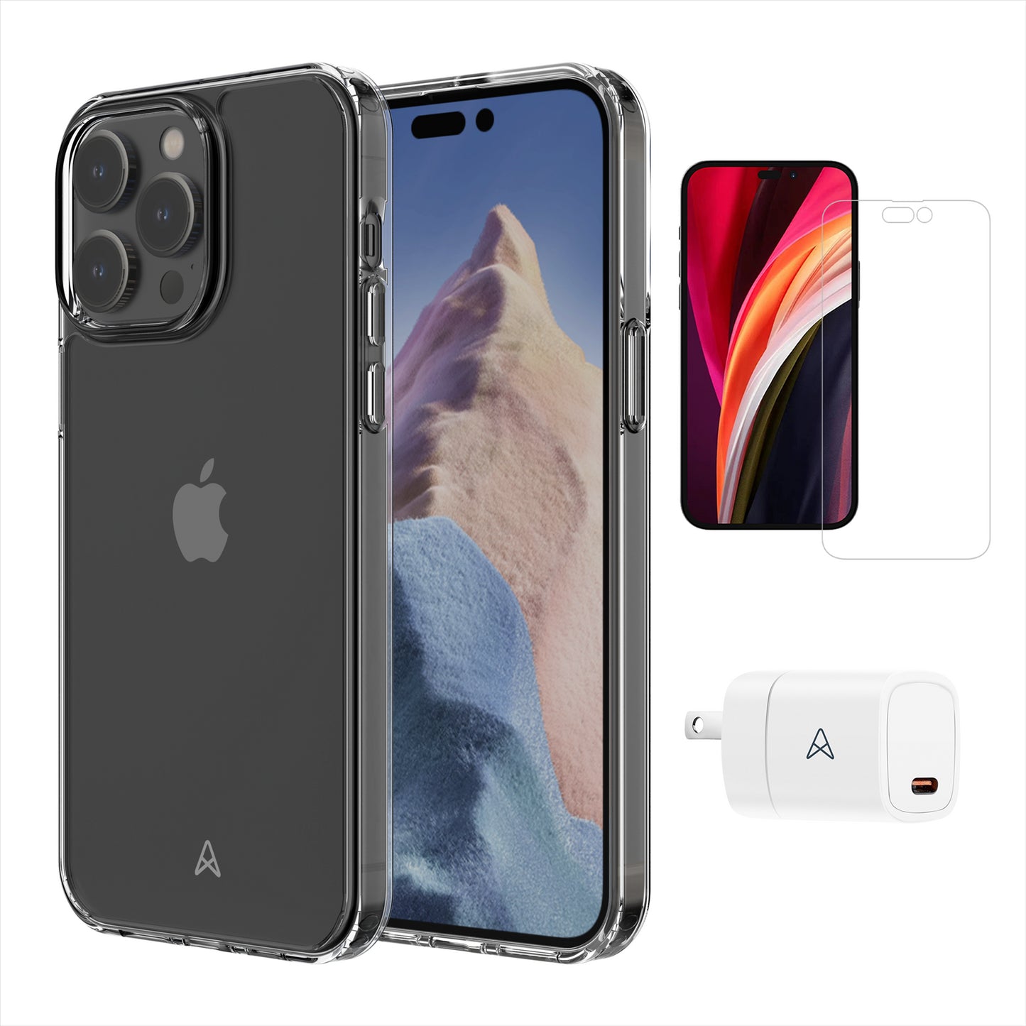 Axessorize Starter Kit Bundle with Ultra Clear Case, Screen Protector and 20W Charger for iPhone 14 Pro Max